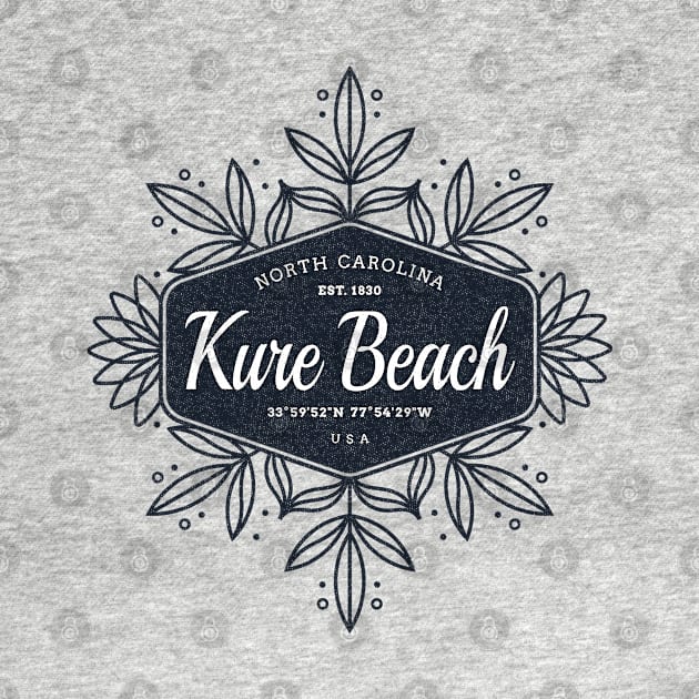 Kure Beach, NC Summertime Floral Badge by Contentarama